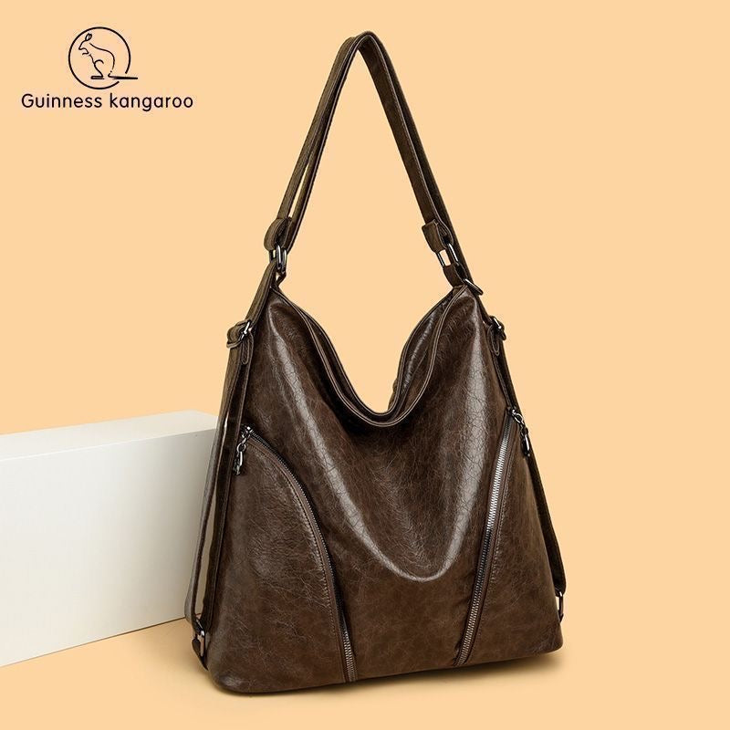PU Leather Hobo Bag Handbag Backpack Purse for Women Multipurpose Large Ladies Shoulder Bag(Black)