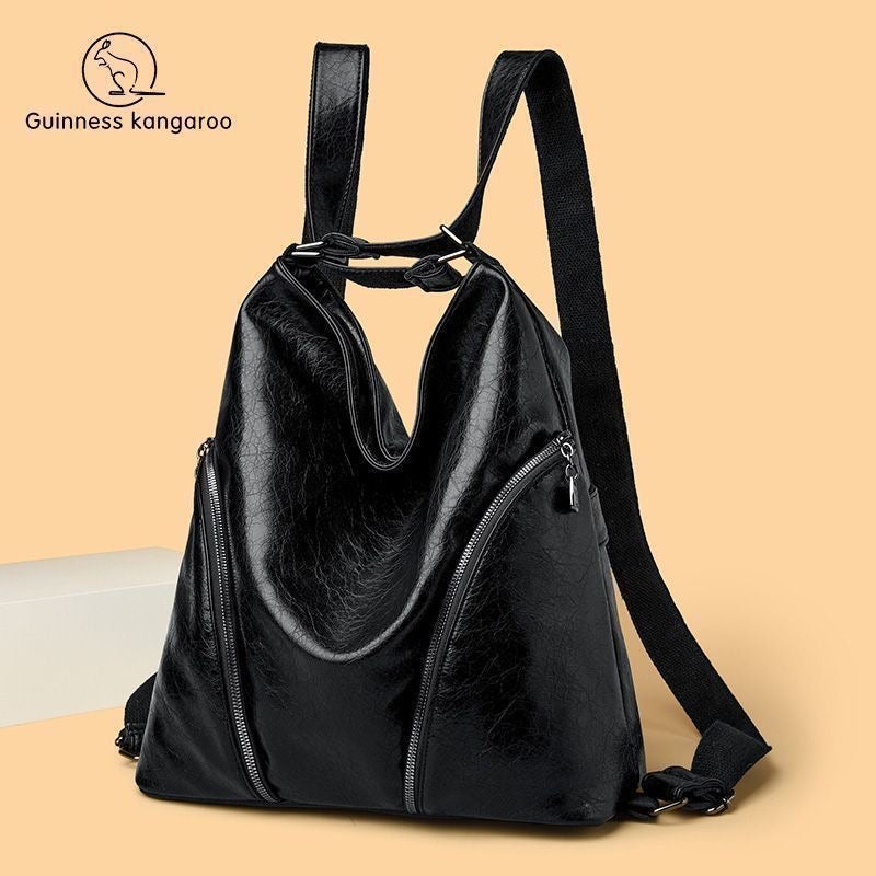 PU Leather Hobo Bag Handbag Backpack Purse for Women Multipurpose Large Ladies Shoulder Bag(Black)