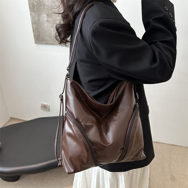 PU Leather Hobo Bag Handbag Backpack Purse for Women Multipurpose Large Ladies Shoulder Bag(Black)