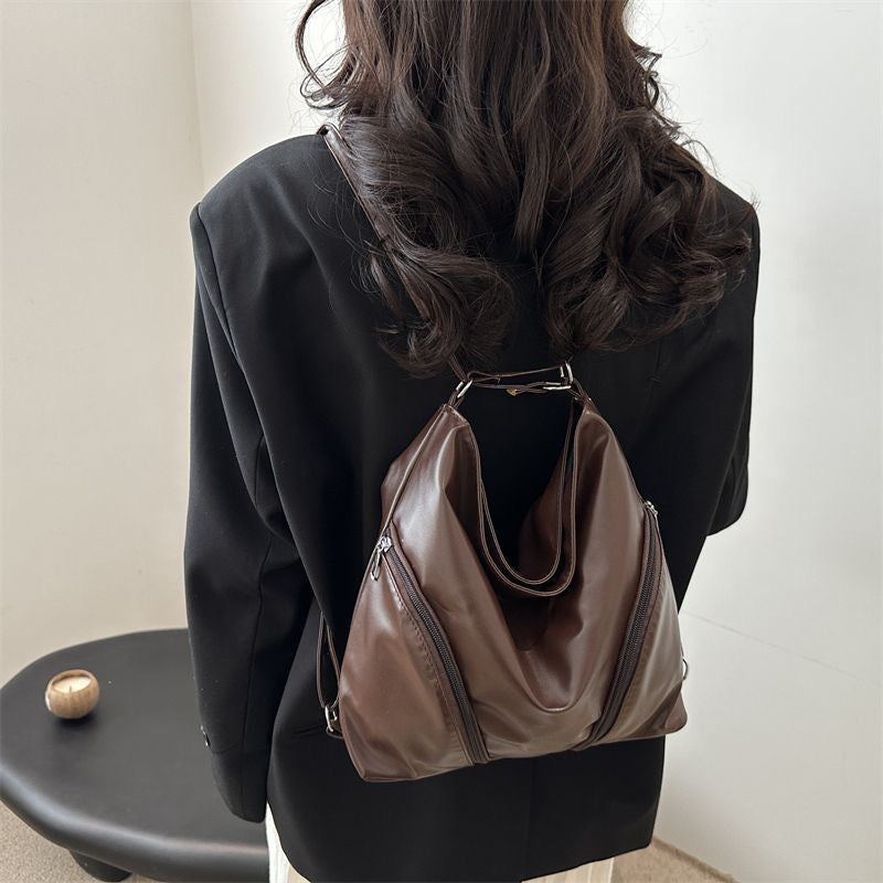 PU Leather Hobo Bag Handbag Backpack Purse for Women Multipurpose Large Ladies Shoulder Bag(Black)