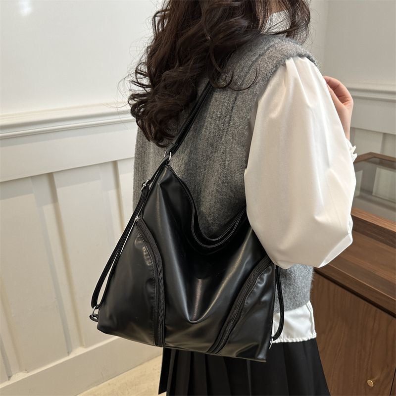 PU Leather Hobo Bag Handbag Backpack Purse for Women Multipurpose Large Ladies Shoulder Bag(Black)