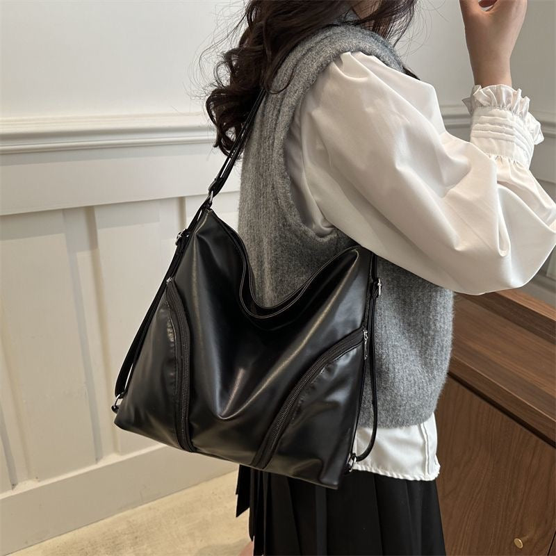 PU Leather Hobo Bag Handbag Backpack Purse for Women Multipurpose Large Ladies Shoulder Bag(Black)