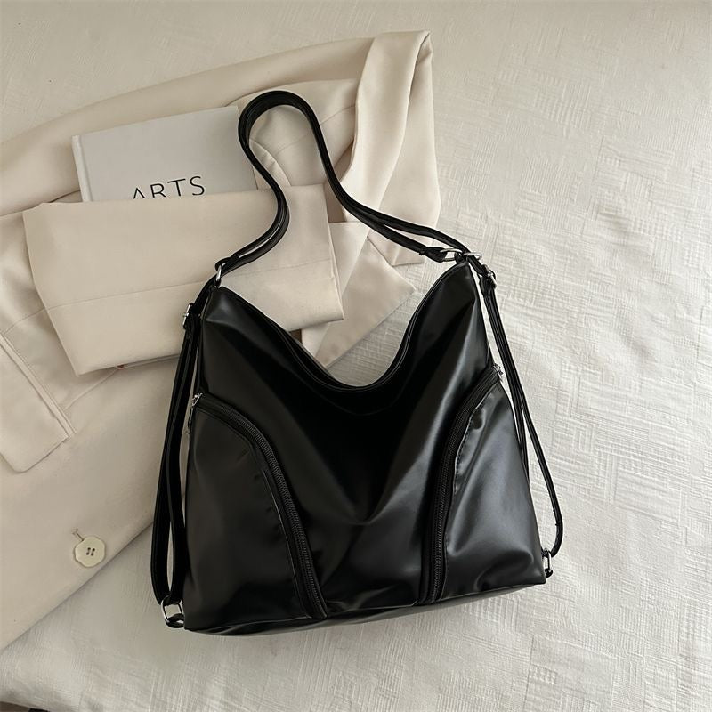 PU Leather Hobo Bag Handbag Backpack Purse for Women Multipurpose Large Ladies Shoulder Bag(Black)